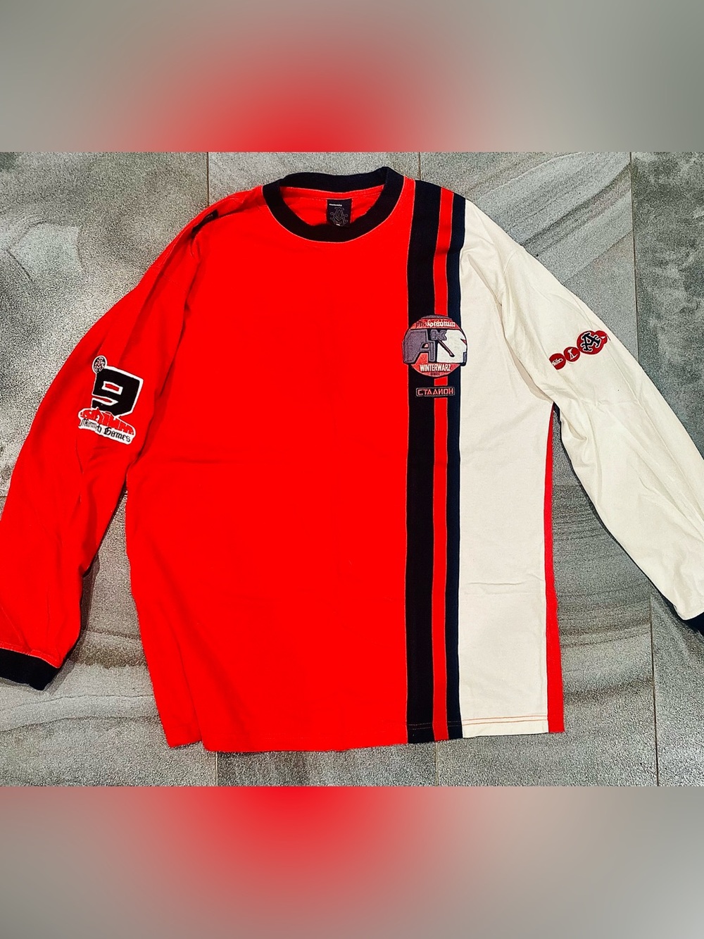 Men’s Vintage Akademiks Winter Warz Long Sleeve Colorblock Shirt Sz XXL